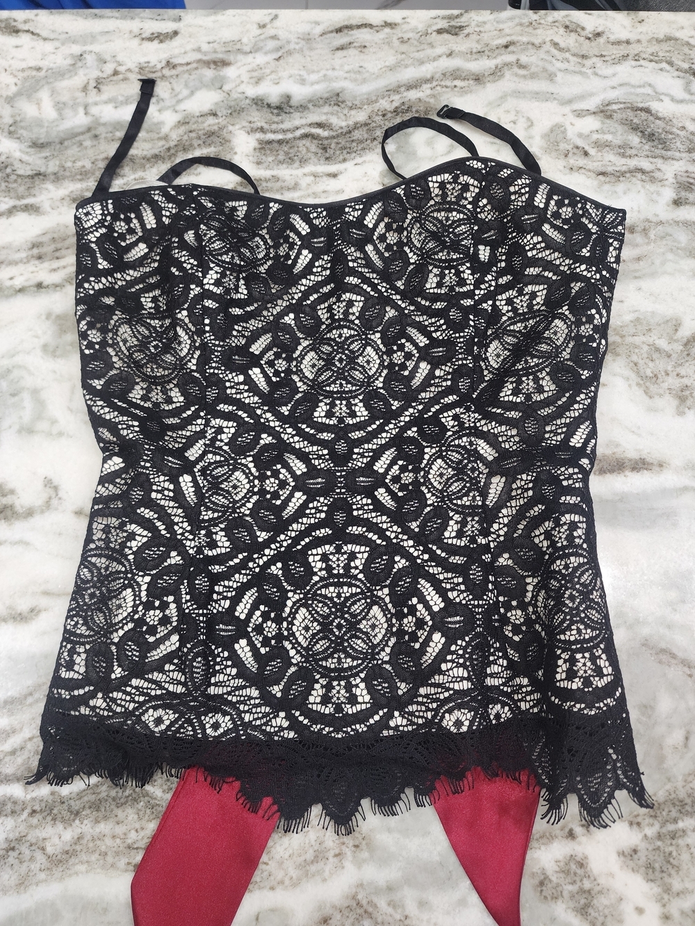 White House Black Market Black Lace Camisole with Cream Lining